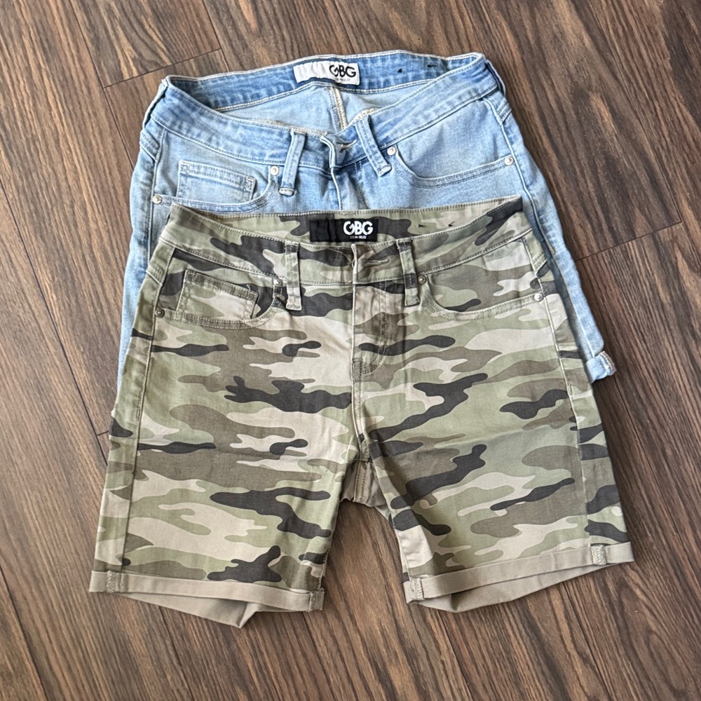 GBG Los Angeles Camouflage and Light Blue Jean Shorts